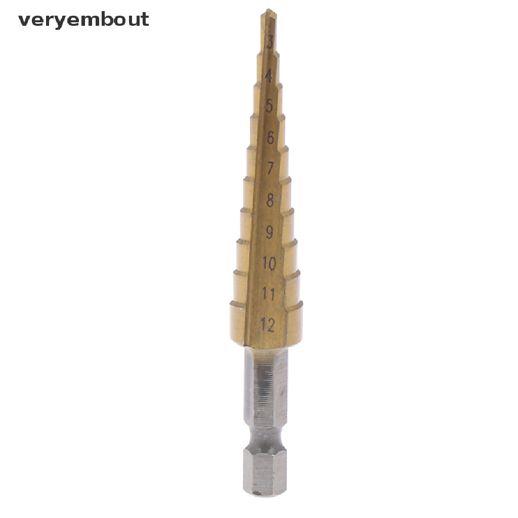 【ut】 3-12mm Coated Stepped Drill Bits Hex Handle Drill Bit Metal Drilling Power Tool .