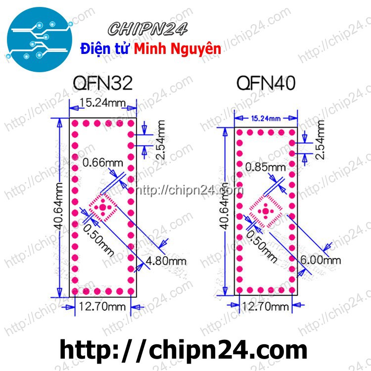 [1 CÁI] Đế chuyển QFN32 QFP40 0.5mm sang DIP