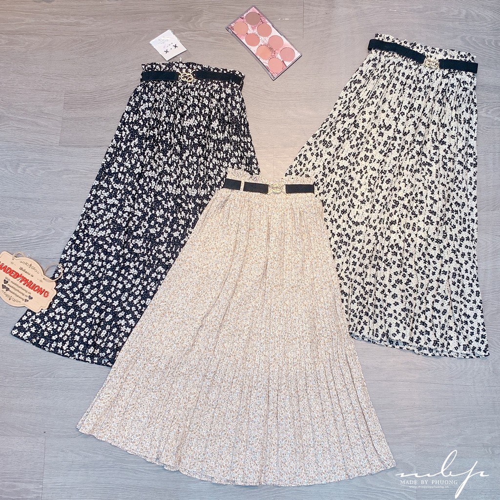 Chân váy midi hoa ly nhỏ