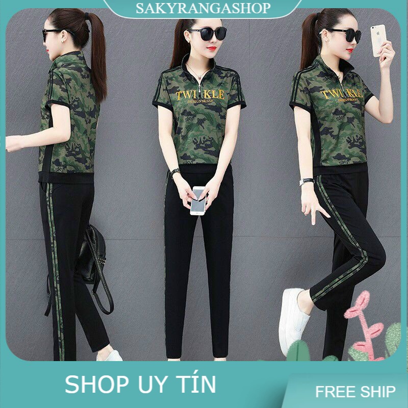 SÉT BỘ THỂ THAO KHÓA KÉO PHỐI HỌA TIẾT LÍNH CHỮ THÊU