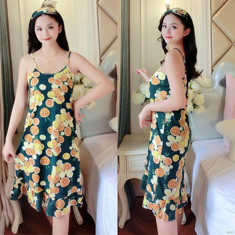 Váy ngủ 2 dây họa tiết xinh xắn nhiều màu tùy chọn cho nữ
