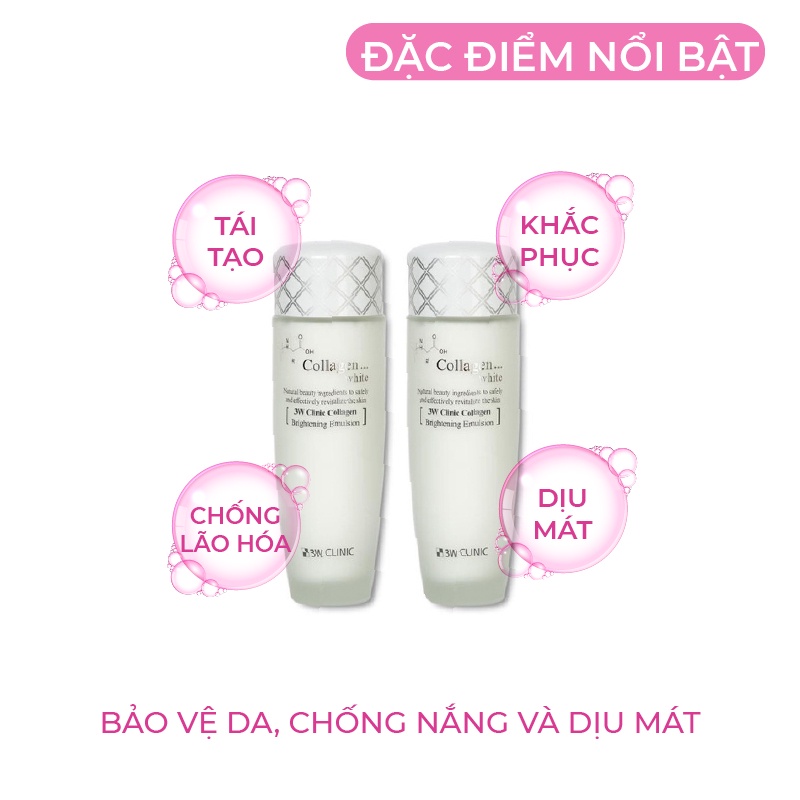 Sữa dưỡng trắng da dưỡng ẩm chống lão hóa chiết xuất collagen 3W Clinic Hàn Quốc 150ml