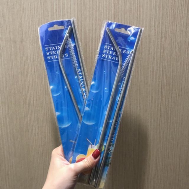 Bộ 2 ống hút inox đủ loại kèm 1 cọ rửa