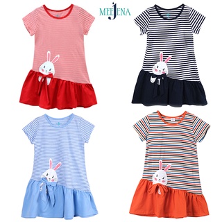 Đầm Bé Gái Tay Ngắn Vải Sọc 14-34 kg MEEJENA - 100% Cotton - 1906
