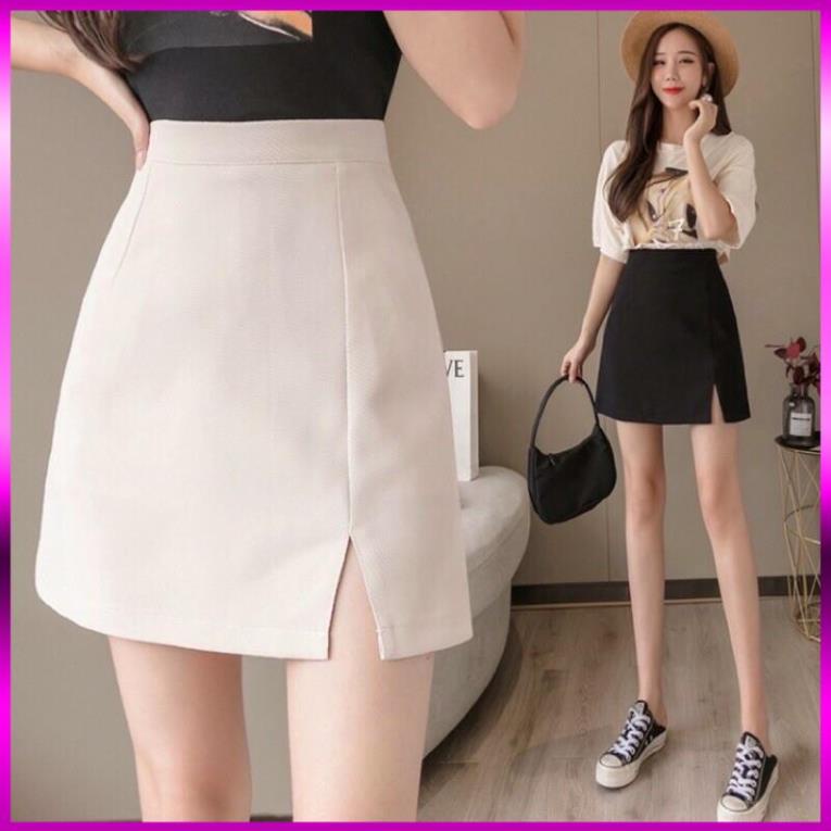 [Xả Kho 3 Ngày] CHÂN VÁY CHỮ A CẠP CAO XẺ TRƯỚC - CHÂN VÁY CÔNG SỞ COTTON CAO CẤP THIẾT KẾ XUẤT NHẬP KHẨU