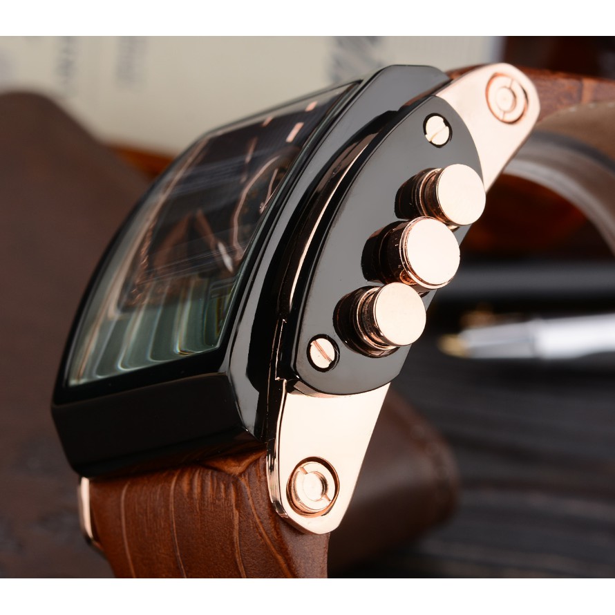 Đồng Hồ Nam Mặt Vuông Dây Da Cao Cấp - Đồng Hồ Nam BADACE Mặt Vuông Sang Trọng Đẳng Cấp