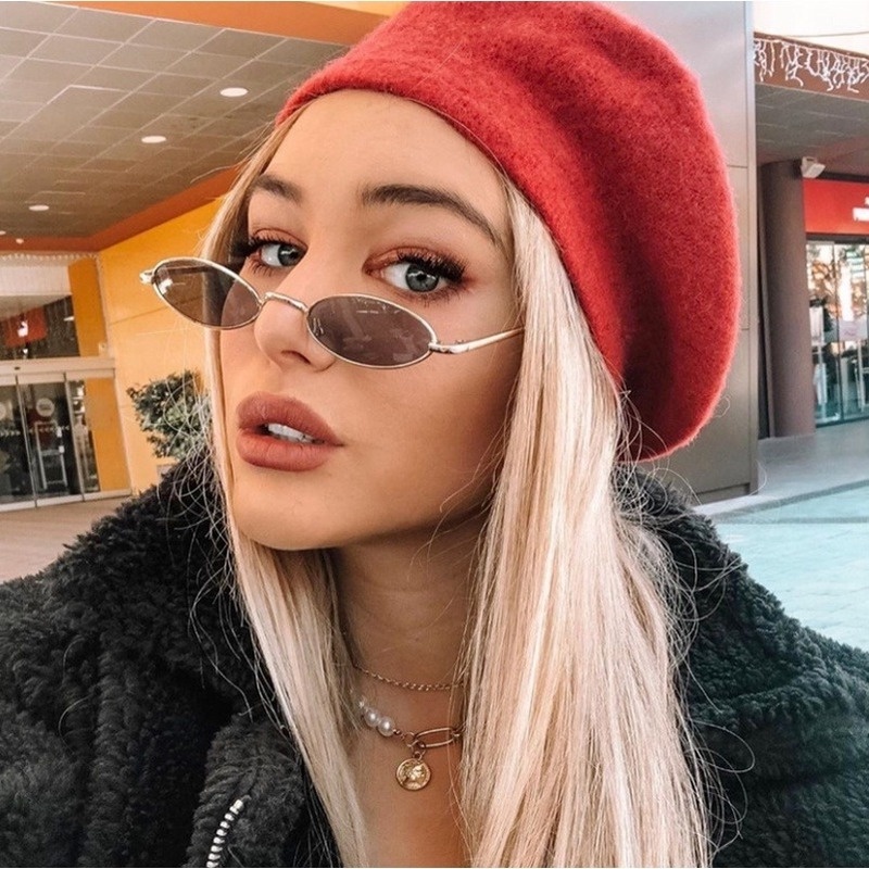COD Kính Mát Gọng Kim Loại Tròng Nhỏ Hình Oval Thời Trang Hàn Quốc Retro Unisex