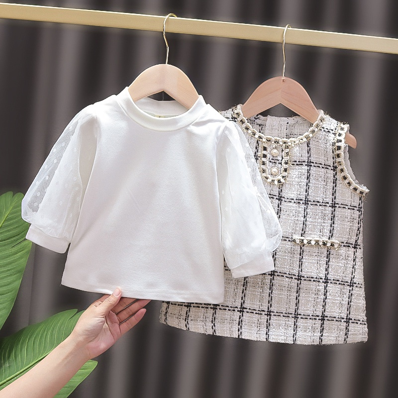 Set Áo Len Tay Phồng + Chân Váy Thời Trang Mùa Thu Cho Bé Gái