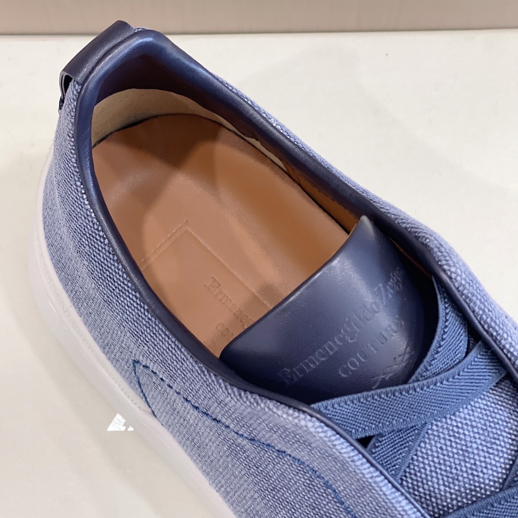 Giày thể thao nam Zegna canvas phối da thật, kiểu dáng đơn giản, tinh tế, thanh lịch