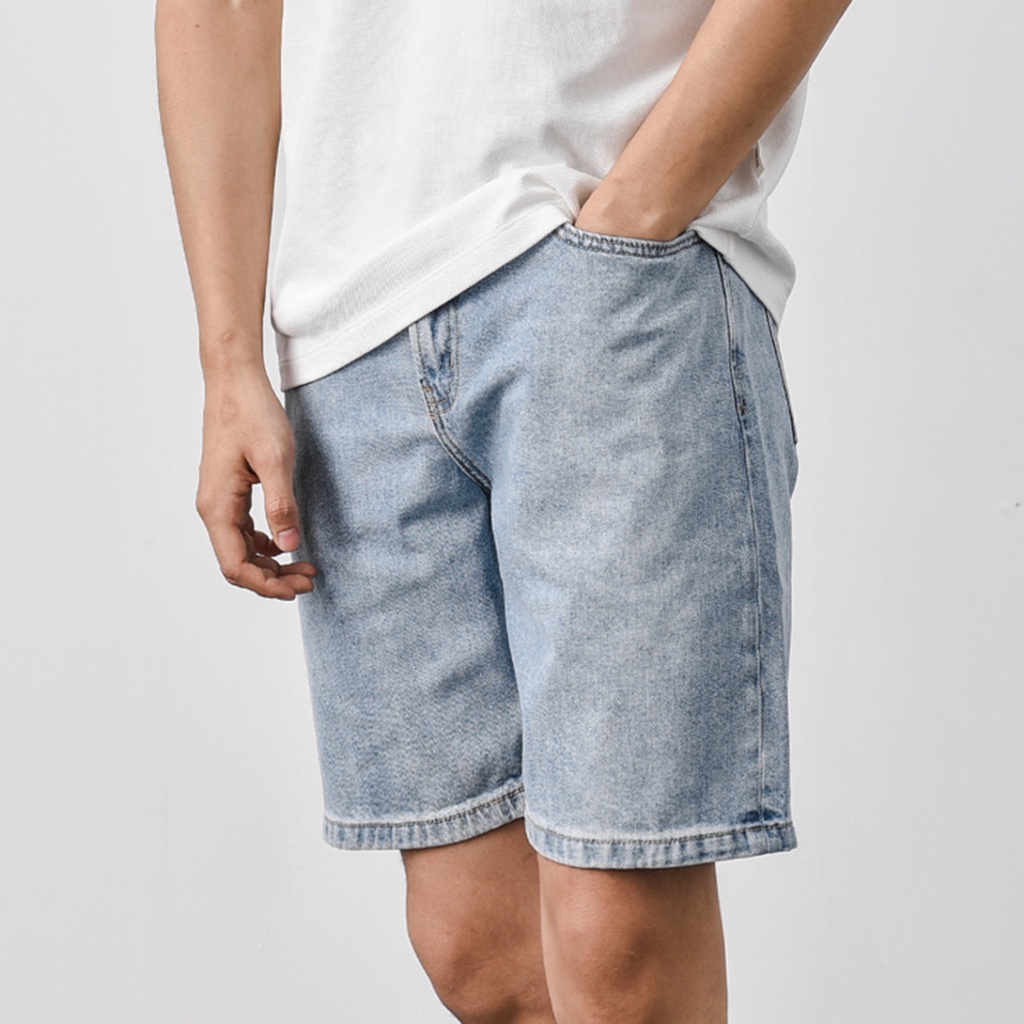 Quần short jean nam trơn ba màu chất liệu quần bò co giãn hàng xuất khẩu Hàn Quốc thời trang nam Routine