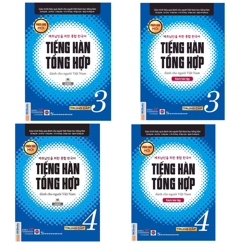Sách - Combo 4 Tiếng hàn tổng hợp dành cho người Việt Nam Trung Cấp Tập 3 + Tập 4 Bản Đen Trăng
