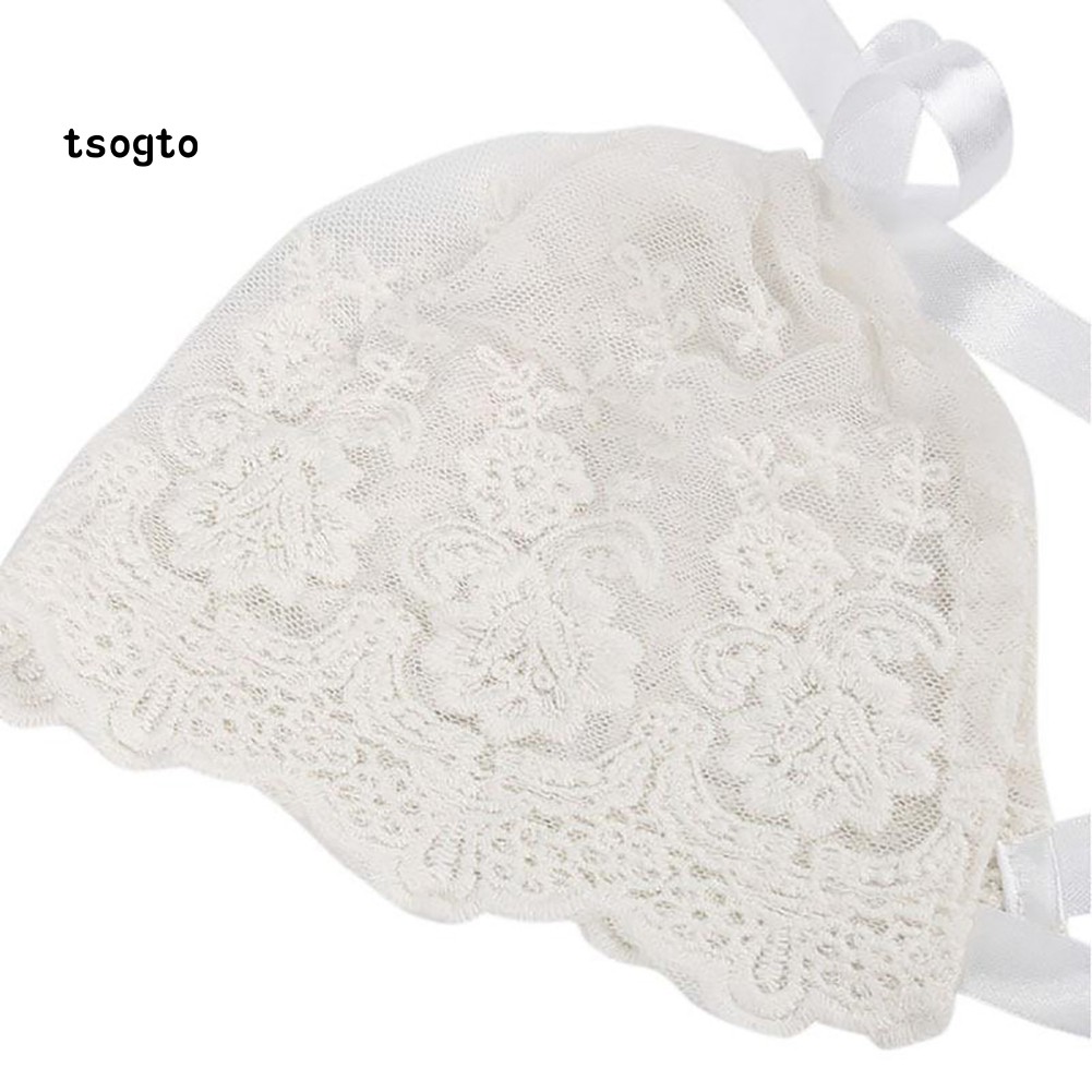 Mũ Trùm Đầu Phối Ren Hoa Cho Bé Gái