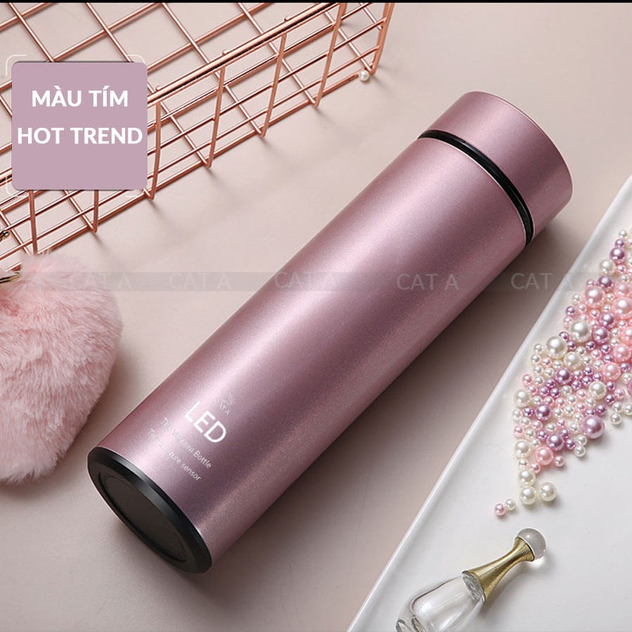 Bình giữ nhiệt có đèn LED 500ml Hiển thị nhiệt độ -sử dụng lõi inox 304 kháng khuẩn