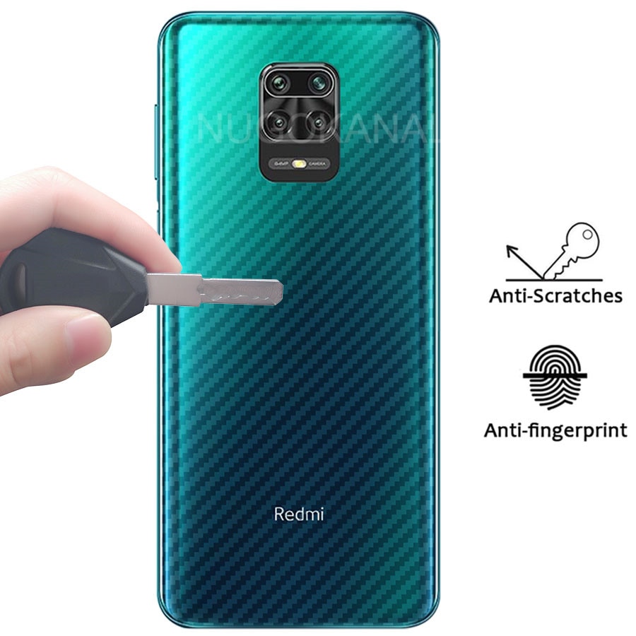 Set 5 Miếng Dán Lưng Sợi Carbon 3d Cho Xiaomi Redmi Note 9 Pro Max 9s