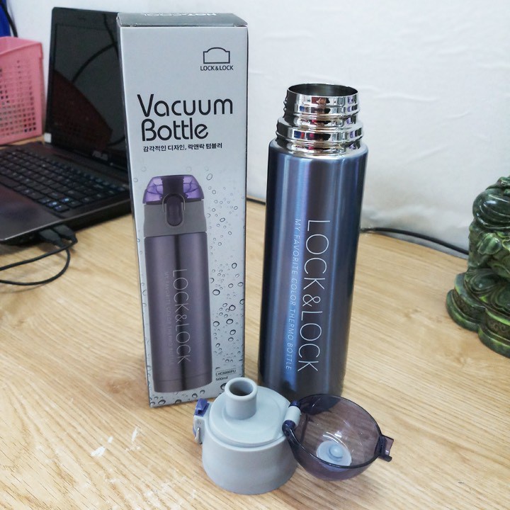Bình giữ nhiệt Lock&Lock Vaccum Bottle LHC6800FU 500ml màu Sapphire Gold - TRUCANHSG