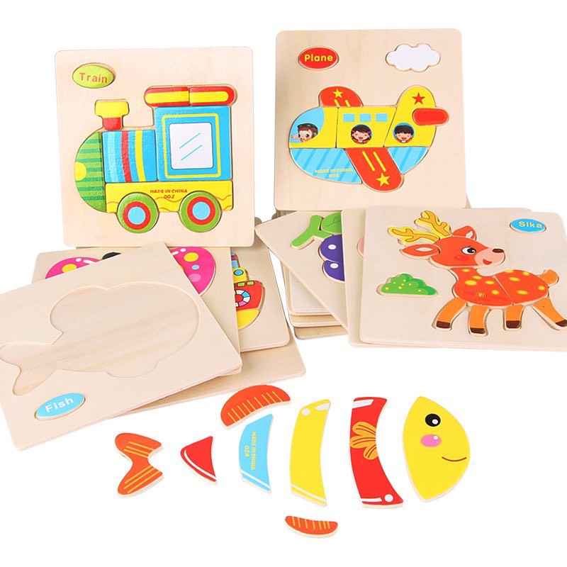 Đồ Chơi Xếp Hình Tranh Ghép Hình 3D Bằng Gỗ Giúp Bé Phát Triển Tư Duy