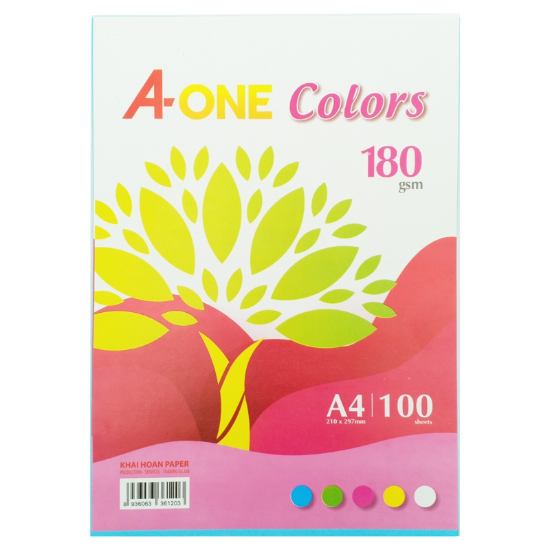 Giấy Màu Bìa Thái A-One A4 180gsm (100 Tờ) - Mẫu 2 - Xanh Da Trời