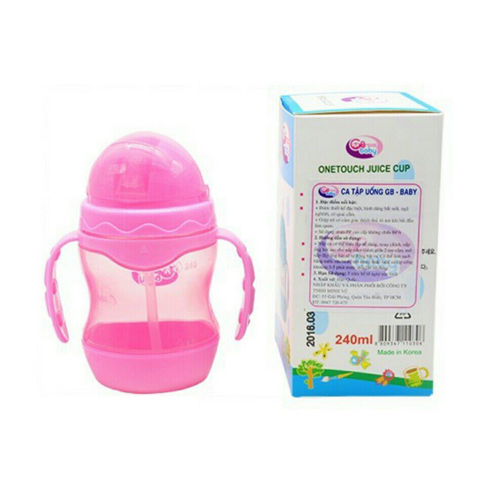 Bình Tập Uông Nước GB Baby Có Tay Cầm- Ống Hút Silicon 240ml