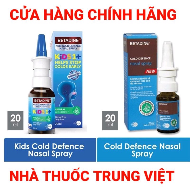 BETADINE Cold Nasal Spray Dung dịch xịt mũi ngừa cảm cúm cho trẻ từ 1 tuổi (betadin)