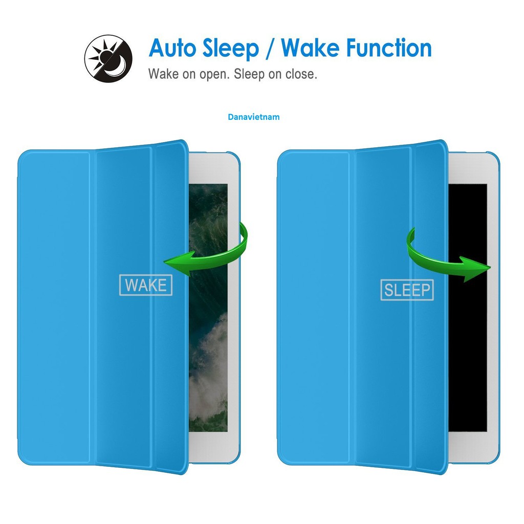 Bao da iPad New 2017/iPad Pro 9.7''/iPad Air/iPad Air 2/iPad Mini123/iPad Mini4/ iPad 234 (xanh) tặng bút cảm ứng | BigBuy360 - bigbuy360.vn