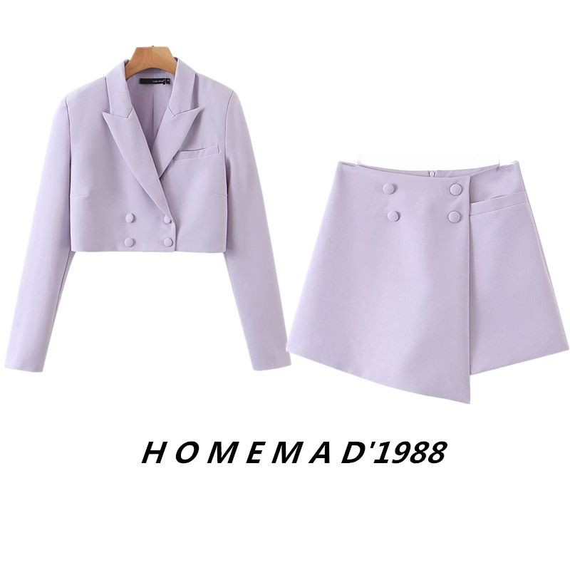 Set đầm vest blazer tím cộc croptop. Set đầm vest công sở phá cách