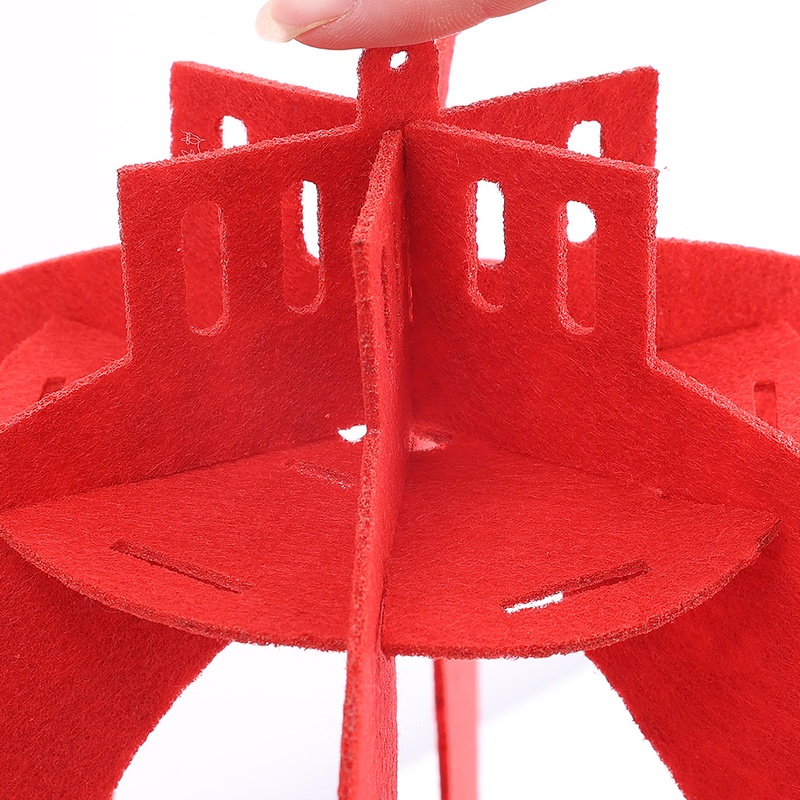 Lồng Đèn Treo Trang Trí Lễ Hội Trung Thu / Chúc May Mắn Bằng Vải Không Dệt Màu Đỏ DIY