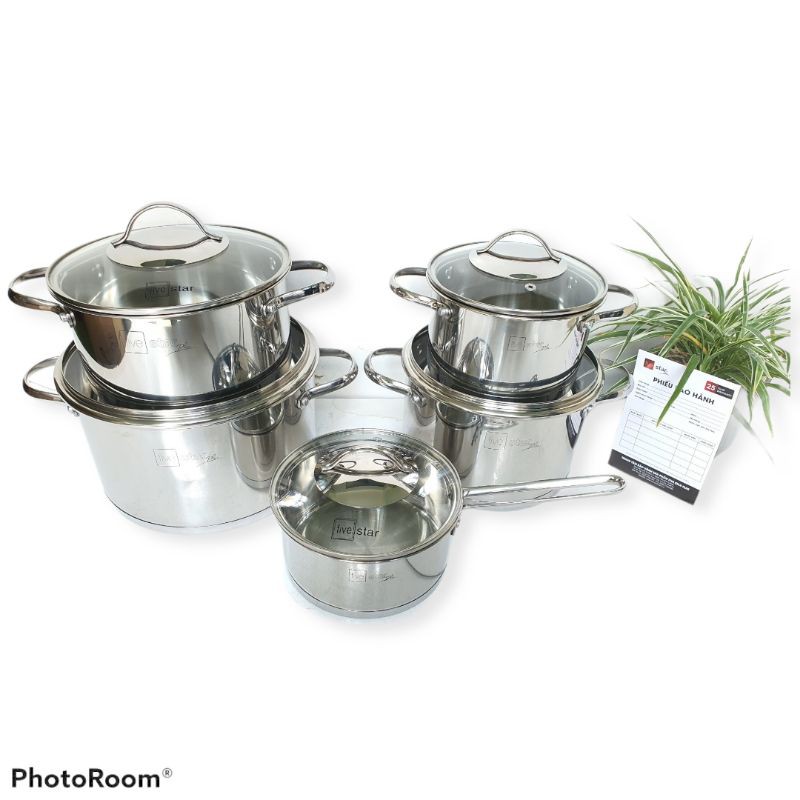 Bộ 5 nồi Inox cao cấp Fivestar Oval Kitchi nắp kính [ CHÍNH HÃNG] BẢO HÀNH 5 NĂM