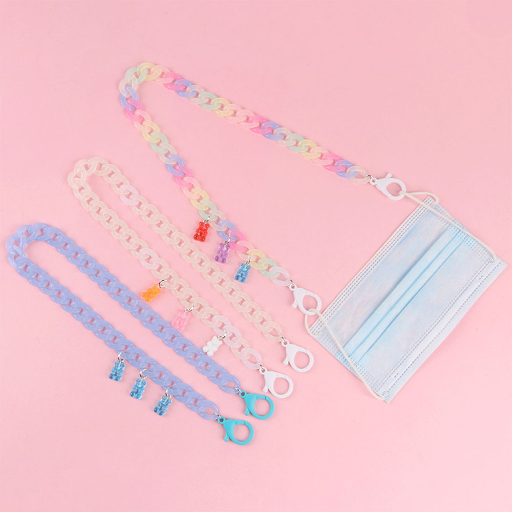 【sweet】children fashion acrylic candy color bear pendant Anti-lost hanging chain lanyard for glasses Accessories 55cm