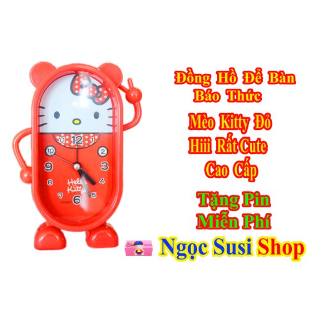 ĐỒNG HỒ MÈO KITTY ĐỎ - TẶNG PIN