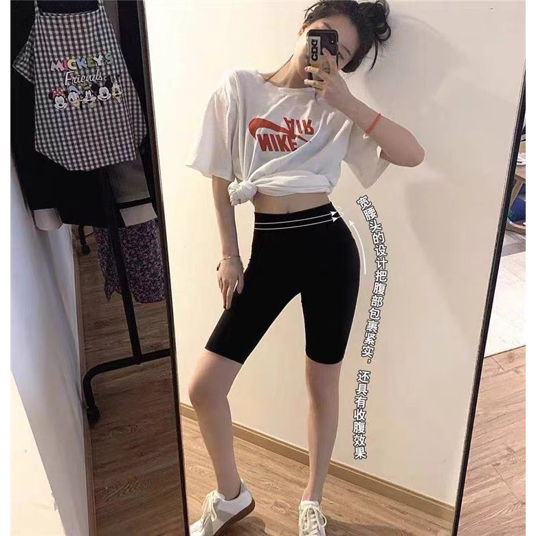 Quần legging lửng nữ trên gối bigsize co giãn bó ôm body dáng quần legging ngố thái nâng mông cạp cao vải cotton dày gym