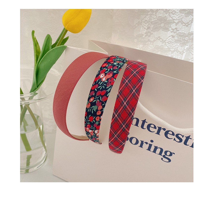 &lt;Stock&gt; 3 pieces/set of fashionable Korean style headbands, solid color flower pattern plaid headband, ladies hair accessories giftsHair band hairpin.