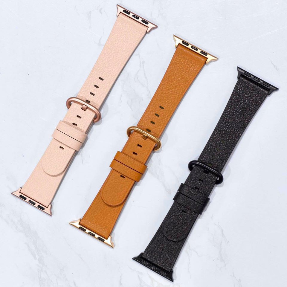 Dây da sần mềm khoá tròn cao cấp dành cho đồng hồ thông minh iWatch Series 1/2/3/4/5/6/SE size 38mm 40mm 42mm 44mm