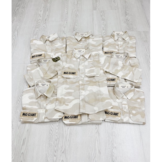 ÁO SƠ MI CHO BÉ, ÁO SƠ MI LINEN HỌA TIẾT LÍNH CHO BÉ TRAI TỪ 9KG ĐẾN 20KG