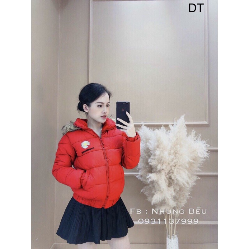 ÁO KHOÁC PHAO NỮ , ÁO PHAO MŨ LÔNG THÊU HOA CÚC CHẤT PHAO GIÓ SIZE M,L 40-62kg | BigBuy360 - bigbuy360.vn