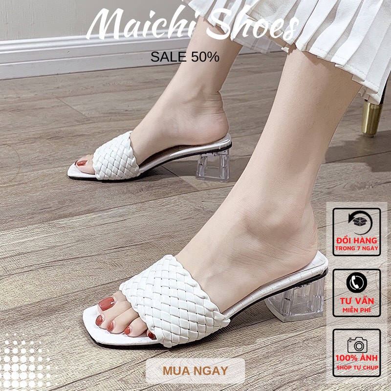 Dép quai đan gót mika 3cam, Sandal nữ quai đan cao cấp sang chảnh cực xinh M6