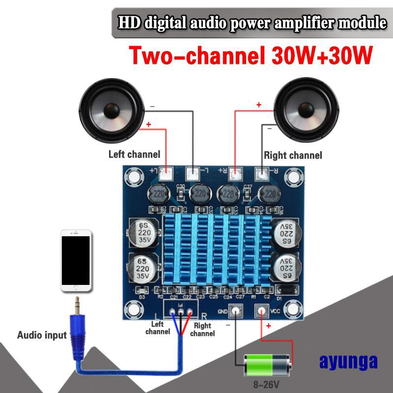 Bảng mạch Khuếch đại công suất âm thanh nổi kỹ thuật số 2.0 kênh TPA3110 XH-A232 30W + 30W