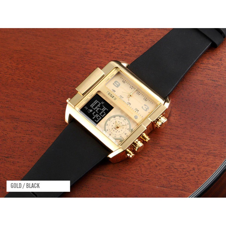 Đồng hồ nam chính hãng cao cấp SKMEI dây da xịn, mặt chữ nhật sang trọng, số giờ điện tử và truyền thống đôc đáo SKCN01 | BigBuy360 - bigbuy360.vn