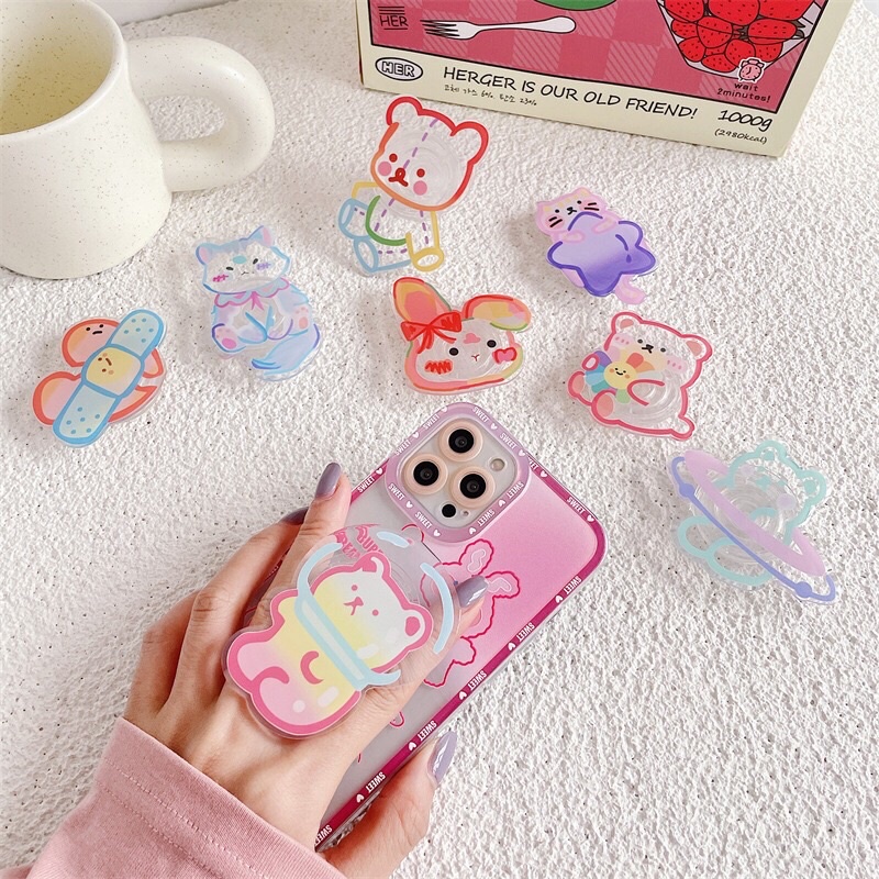 Griptok / Giá đỡ iring Túi khí Đế trong suốt Giá đỡ điện thoại Dây đeo ngón tay Giá đỡ di động