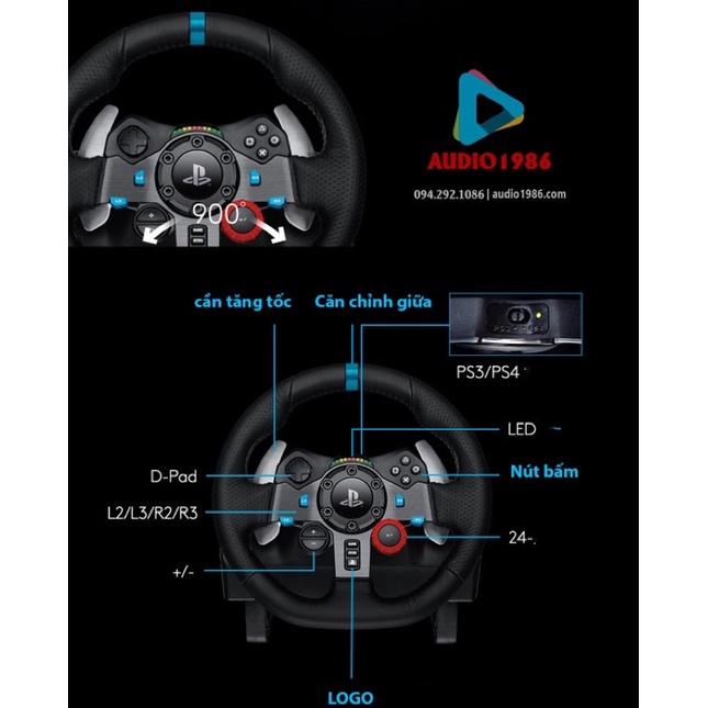 Vô lăng chơi game Logitech G29 kèm cần số chữ H dành cho PC, PS3 và PS4
