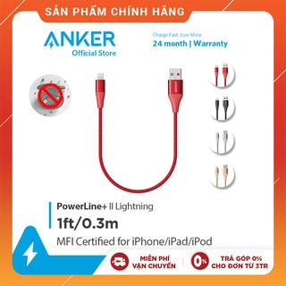 Cáp sạc ANKER PowerLine+ II Lightning dài 0.3m - A8451