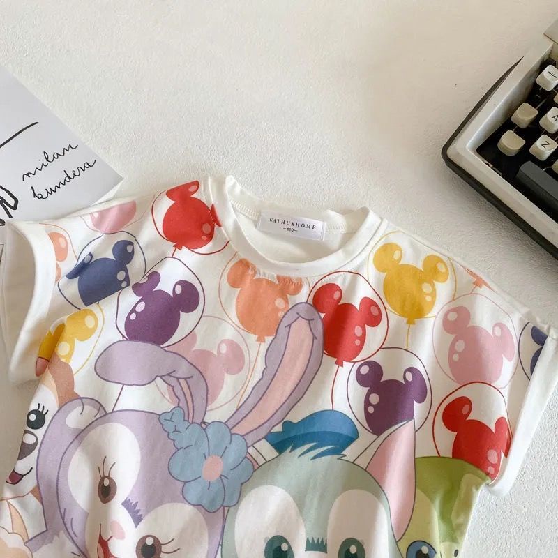 Áo Thun Tay Ngắn In Họa Tiết Hoạt Hình Dễ Thương Phong Cách Phương Tây Thời Trang Mùa Hè Cho Bé Gái