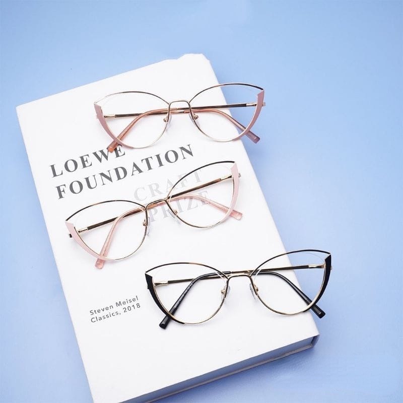 Kính Mát Mắt Mèo Gọng Kim Loại Chống Ánh Sáng Xanh Thời Trang Phương Tây Chất Lượng Cao Cho Nữ