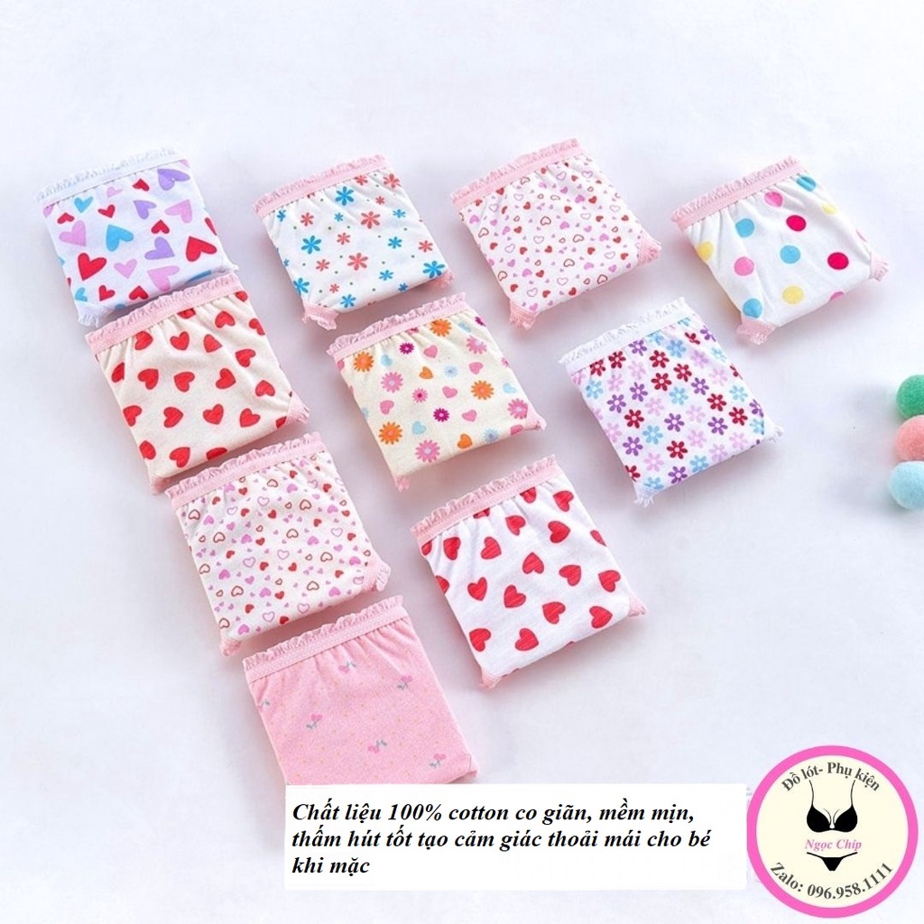 Quần lót bé gái, quần chíp tam giác  bé từ 2-12 tuổi 100% cotton co giãn, mềm mịn,thấm hút tốt màu sắc dễ thương NĐ05