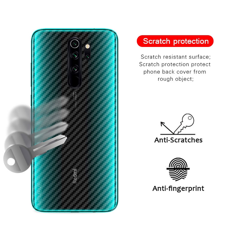Miếng dán kết cấu sợi carbon 3D bảo vệ mặt sau điện thoại cho Xiaomi Redmi Note 10 9s 9T 9 7 8 Pro 9A 9C 8A 7A K20 Pro 7s MAX