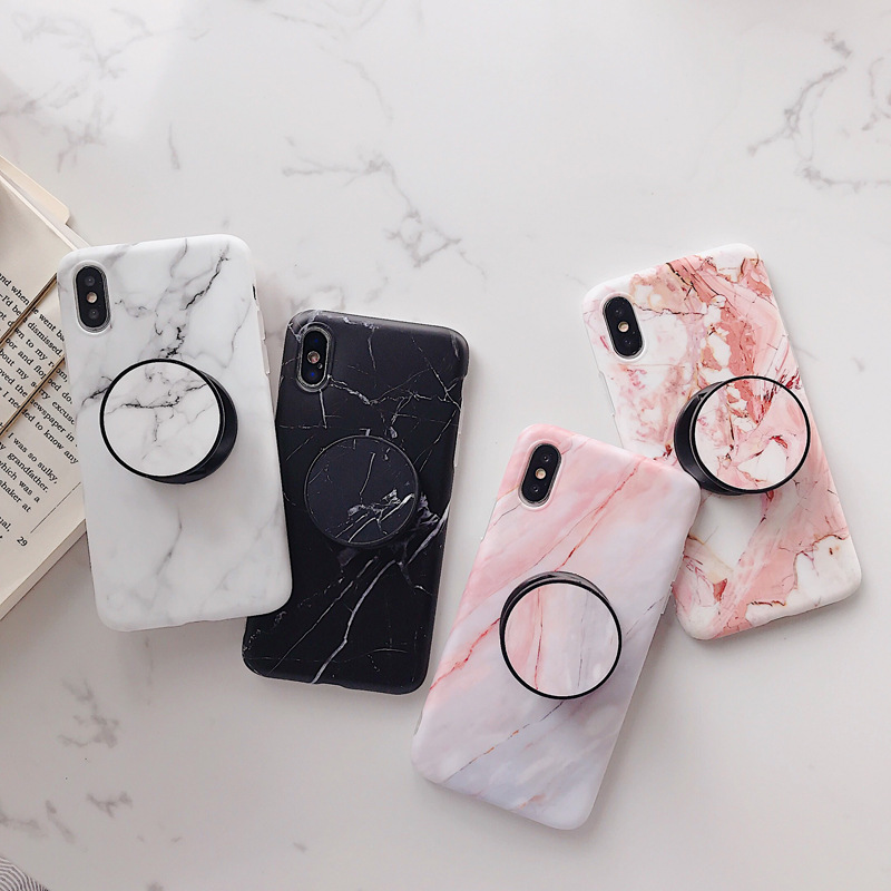 Ốp điện thoại mềm họa tiết đá hoa cương có giá đỡ có thể gấp gọn cho i 12 Pro Max Mini 11 Pro Max X XS Max XR 7 8 6S Plus