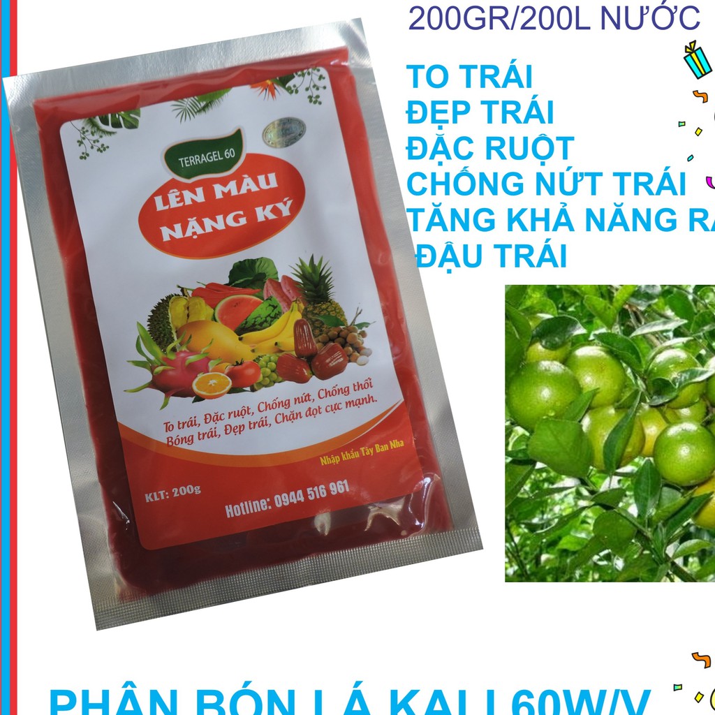 Phân Bón Lá KALI 60 Lên Màu, Nặng Ký gói 200gr