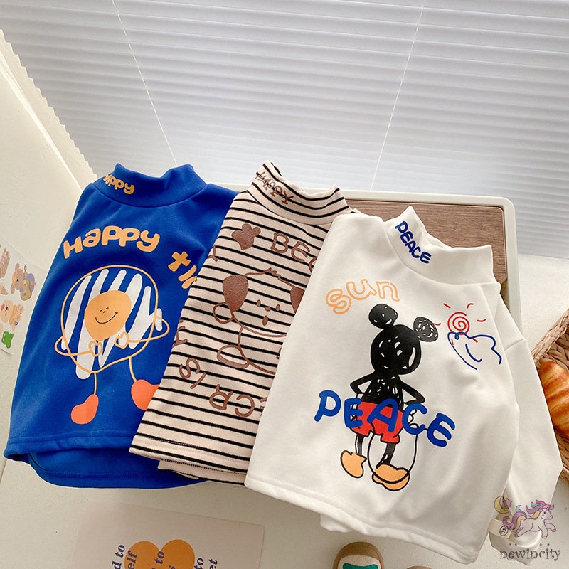 Áo Sweater Cổ Lọ Tay Dài In Họa Tiết Hoạt Hình Phong Cách Hàn Quốc Thời Trang Mùa Thu Cho Bé Trai Và Gái