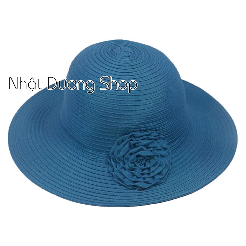 [ FREESHIP ] Nón bo nữ rộng vành 8cm có gắn hoa với chất liệu cói cao cấp, sang trọng che nắng cực tốt