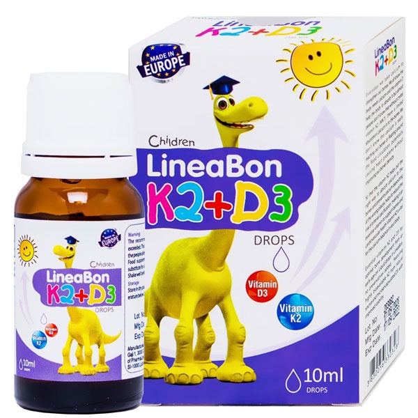 Lineabon k2 d3 giúp tăng cường hấp thu canxi phát triển chiều cao cho bé 10ml