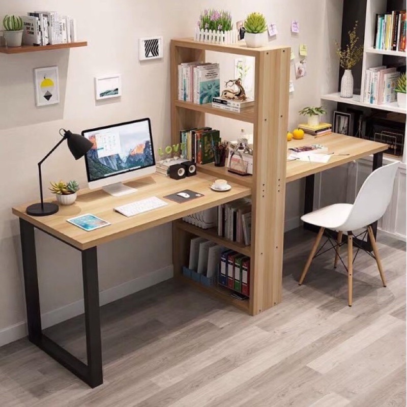 Bàn học đôi chân sắt gỗ MDF cho bé.
